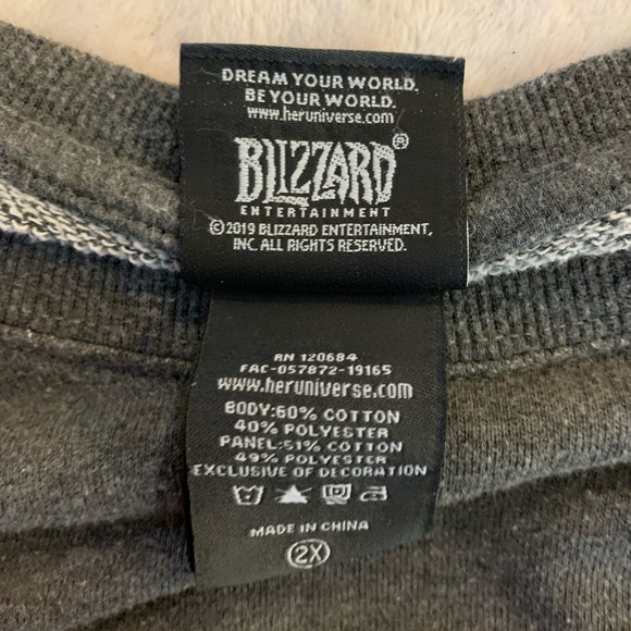 Her Universe Gray Sweater Sz 2x Pink Blue Stripes Nerf This Streetwear Skater - Picture 3 of 8